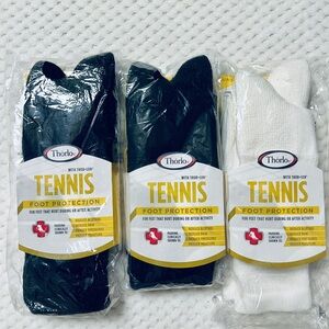 Thorlos Tennis Foot Protection Socks - Black & White Pack of 3